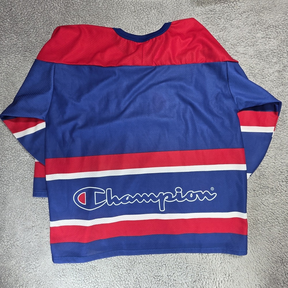 Vintage Champion Big Logo Hockey Jersey 90s Throwback Size Large‎ - Picture 9 of 16